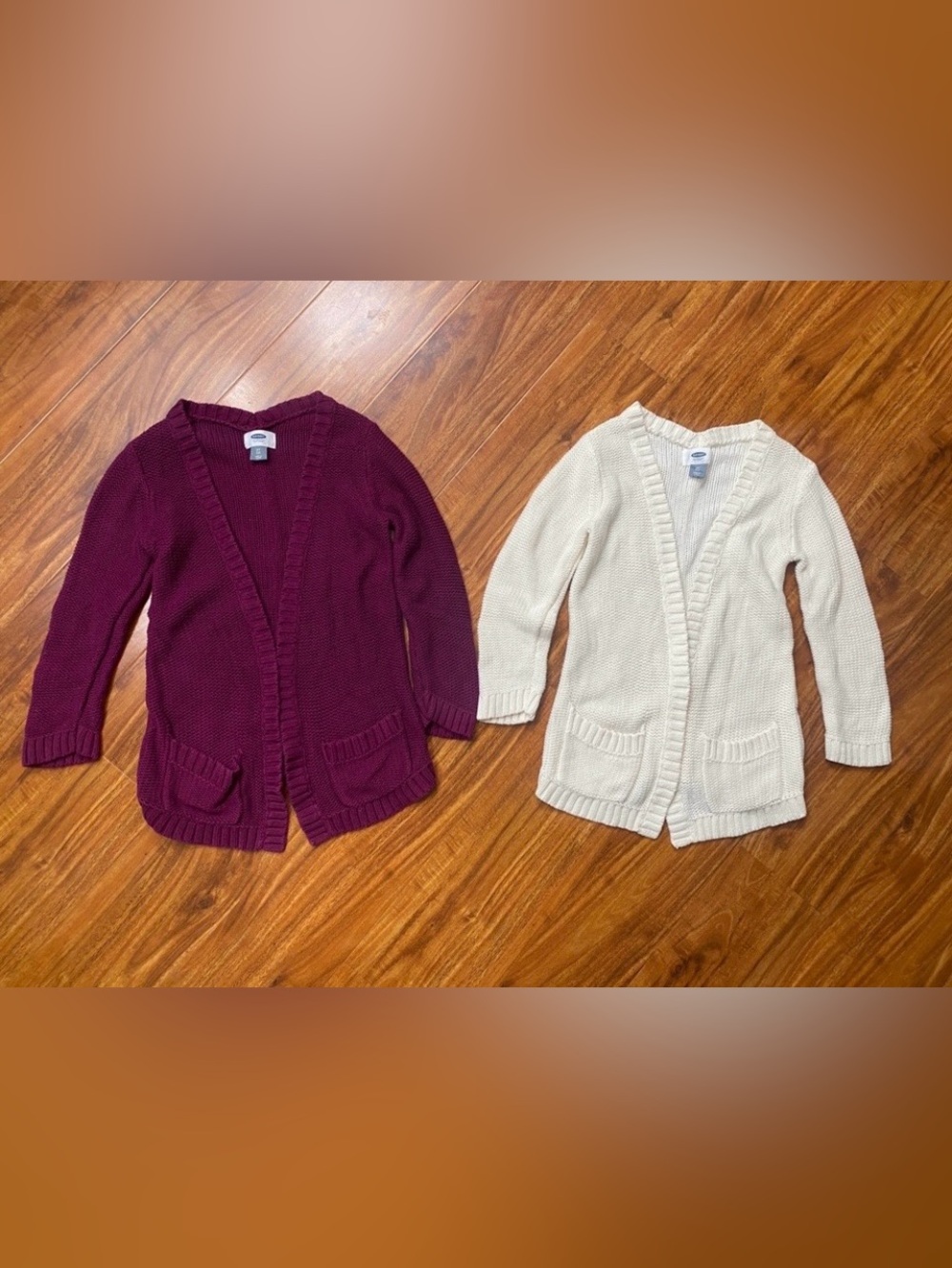 Old Navy Girls Plum + Cream Open Front Chunky Cardigan Size 5T Casual Coastal